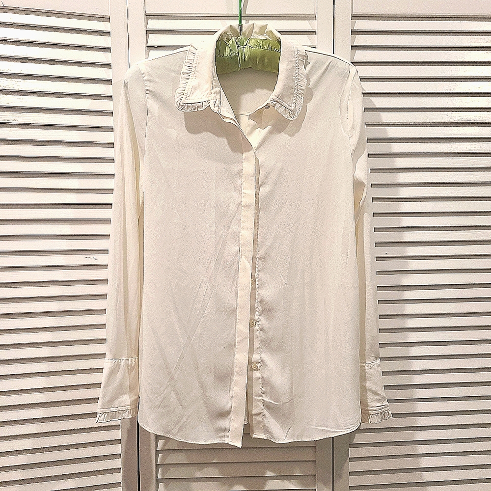 H&M Button Up Ruffled Blouse, Medium